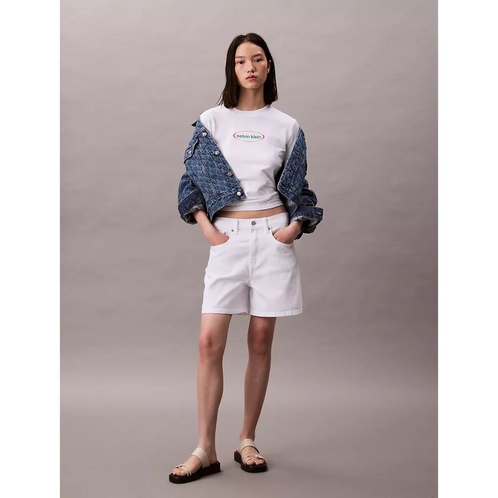 Calvin Klein White Denim High-Rise Shorts W25 NWT